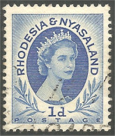 760 Rhodesia Nyasaland Queen Elizabeth II 1d Blue Bleu (RHO-30a) - Rhodésie & Nyasaland (1954-1963)