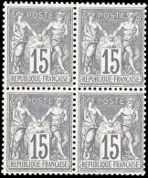 * 66 - 15c. Gris. Bloc De 4. Bon Centrage. SUP. - 1876-1878 Sage (Type I)