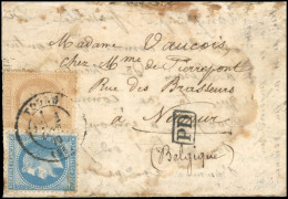 Obl. 28 + 29 - Pli Confié Du ETATS UNIS. 10c. + 20c. Lauré Obl. S/lettre Manuscrite Du 27 Septembre 1870 Frappée Du CàD  - Krieg 1870