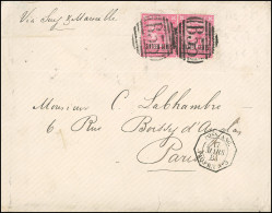 Obl. 78 - Timbre De MAURICE. 16c. Sur 17c. Rose. Paire Obl. B53 S/lettre Frappée Du CàD Type 2153/5 De Salle, POSS.ANG.P - Poste Maritime