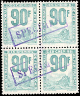 ** 50 - 90F. Bleu-vert. Locomotive à Vapeur. Bloc De 4. Surcharge SPECIMEN. Cote Maury. SUP. - Sonstige & Ohne Zuordnung