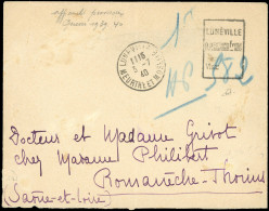 Obl. TAXE - AFFRANCHISSEMENT EXCEPTIONNEL. 1940. La France Envahie. Lettre Affranchie à L'aide Du Cachet Encadré ''LUNEV - Sonstige & Ohne Zuordnung