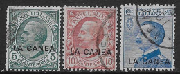 Italia Italy 1907 Estero La Canea Effigie 3val Sa N.14-15,17 US - La Canea