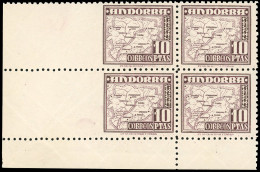 ** 63Ia - 10c. Carte D'Andorre. 2 Timbres ND à Gauche Dans Bloc De 4. CdeF. Sans N° De Contrôle. Cote Dallay. SUP. - Autres & Non Classés