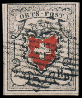 Obl. Zu#13I - 2 1/2 Rp. ORTS POST. Croix Encadrée Obl. Grille Fédérale Noire. Très Frais De Couleur. TB. - Autres & Non Classés