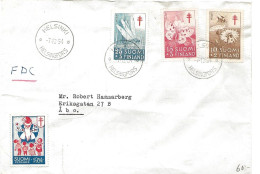 Finland   1954  Fighting Tuberculosis, Rush Dragonfly, Apollo Butterfly, Glossy Bumblebee  Mi 434-436 FDC - Brieven En Documenten