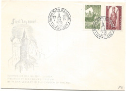 Finland   1955 800th Anniversary Of Christianity In Finland, Bishop Henrik, And Ship  Mi 439-440 FDC - Brieven En Documenten