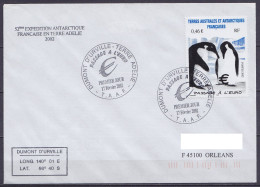 TAAF - Terre Adélie - Lettre Affr. N°348 Passage à L'Euro - Càd 1e Jour Dumont D'Urville 17 Février 2002 // Tad483 - Lettres & Documents