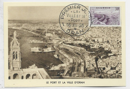 ALGERIE 15FR  CARTE MAXIMUM LE PORT ET VILLE ORAN 16.XII.1956 - Maximumkaarten