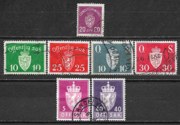 1926-1955 NORWAY SET OF 7 OFFICIAL USED STAMPS (Michel # 4,35,55,62,64,68x,75x) - Service