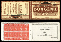 N°199-C3, Série 110S, BON GENIE Et AIGLE, Couverture Surchargée En Noir, Feuillet De Gauche Marge Sup Réduite, Sans Impo - Anciens : 1906-1965