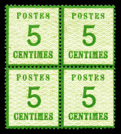 N°4, 5c Vert-jaune En Bloc De Quatre, Frais, TB (certificat)  Qualité: **   - Unused Stamps