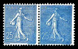 N°132, 25c Semeuse, Exemplaire Impression Floue Tenant à Normal. TTB (certificat)  Qualité: *   - Unused Stamps