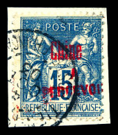 N°8, 15c Bleu Surchargé En Rouge Sur Son Support, Rare Et TB (certificat)  Qualité: Oblitéré  Cote: 1200 Euros - Postage Due