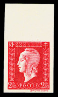 N°693a, Dulac, 2F40 Rouge NON DENTELE, Bord De Feuille Supérieur, SUP (certificat)  Qualité: *  Cote: 750 Euros - 1941-1950