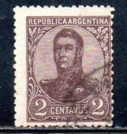 ARGENTINA 1908 1909 JOSE DE SAN MARTIN 2c USED USADO OBLITERE' - Oblitérés