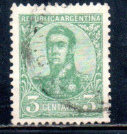 ARGENTINA 1908 1909 JOSE DE SAN MARTIN 3c USED USADO OBLITERE' - Used Stamps