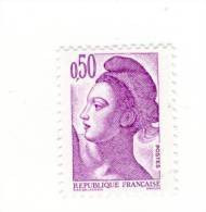 Liberté 0fr50 Violet YT 2184a Sur Papier Couché En Bord De Feuille. Voir Le Scan. Cote YT : 7 €, Maury N° 2189c : 10 €. - Ongebruikt