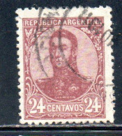 ARGENTINA 1908 1909 JOSE DE SAN MARTIN 24c USED USADO OBLITERE' - Oblitérés