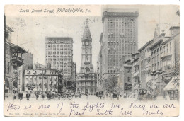 Postcard USA PA Pennsylvania Philadelphia South Broad Street Buildings Street Scene Undivided Back Posted 1904 - Philadelphia