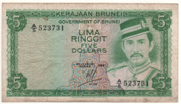 BRUNEI  5 Dollars  P7b   Dated  1986     (  Sultan Hassan Al-Bolkiah I + Mosque At Back ) - Brunei