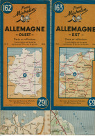 2 Cartes Routières MICHELIN D'ALLEMAGNE Est Et Ouest - N° 162 Et 163 - Editions 1944 Et 1945 - Strassenkarten