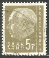 779 Sarre 1957 President Heuss 5F MERZIG (SAA-94a) - Used Stamps