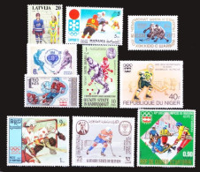 Ice Hockey, Winter Sports MNH Stamps From 10 Different Countries - Hockey (Ice)