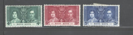 HONG KONG 1937 "CORONATION" #151 - 153 MH - Unused Stamps