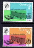 GRENADA - 1966 WORLD HEALTH ORGANISATION WHO HEADQUARTERS INAUGURATION SET (2V) FINE MOUNTED MINT MM * SG 248-249 - Grenada (...-1974)