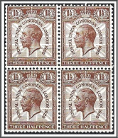 Block Of 4 GB KGV 1.1/2d Purple-Brown SG436 9th UPU 1929 Unmounted Mint Hrd2 - Ungebraucht