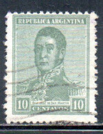 ARGENTINA 1918 1919 JOSE DE SAN MARTIN 10c USED USADO OBLITERE' - Oblitérés