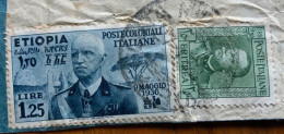 COLONIE ITALIANE ETIOPIA L. 1,25 + ERITREA L. 2,50 POSTA MILITARE 130 E * 27/1/38 - RACC. P.A. PER BARI - Algemene Uitgaven