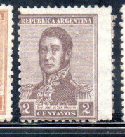 ARGENTINA 1922 1923 JOSE DE SAN MARTIN 2c MH - Neufs