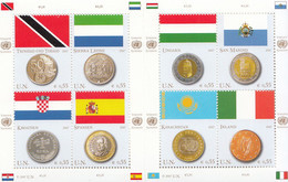 2007 United Nations Vienna Flags Coins Spain Ireland Croatia Hungary Miniature Sheet Of 8 MNH  @ BELOW FACE VALUE - Neufs