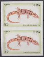 1994.346 CUBA MNH 1994 85c IMPERFORATED PROOF LIZARD LAGARTO GECKO PAIR.  - Sin Dentar, Pruebas De Impresión Y Variedades