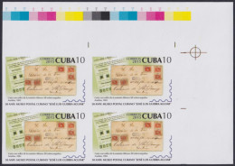 2013.643 CUBA MNH 2013 10c IMPERFORATED PROOF POSTAL MUSEUM BLOCK 4.  - Imperforates, Proofs & Errors