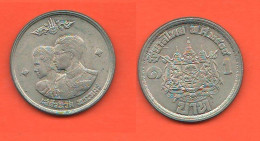 Thailandia 1 Baht 1961 Thaïlande Thailand King Rama IX° & Queen Sirikit  Nickel Coin - Thaïlande