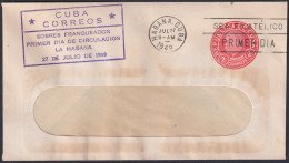 1949-EP-194 CUBA REPUBLICA 1949 2c M. CORONA FDC VIOLET COVER POSTAL STATIONERY.  - Andere & Zonder Classificatie