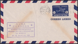 1949-EP-198 CUBA REPUBLICA 1949 5c AIRMAIL AIRPLANE FDC VIOLET COVER POSTAL STATIONERY.  - Altri & Non Classificati