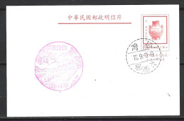 TAÏWAN. Carte Pré-timbrée Avec Oblitération De 1972. - Postal Stationery
