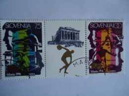 SLOVENIA USED   SPORT OLYMPIC GAMES  ATLANTA 96 SKIERS WITH LEBEL - Ete 1996: Atlanta