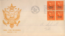 1939 CANAL ZONE , BALBOA HEIGHTS , PRIMER DIA , FIRST DAY COVER , YV. 104 BL/4 - Kanaalzone