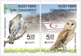 SALE!!! NORTHERN CYPRUS CHIPRE TURCO 2019 EUROPA CEPT National Birds 2 Stamps Se-tenant MNH ** - 2019