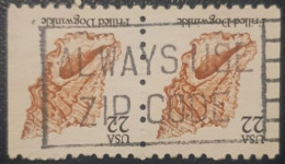 United States Pair Used Coil Postmark Stamps Seashells With Slogan Cancel - Oblitérés