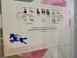 Hong Kong Stamp FDC Horse Race 1984 Nurse Wheelchair Basketball Penguin Ballet - Lettres & Documents