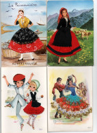 4 Cartes Postales De Collection . Costumes  . Brodée - Collezioni E Lotti