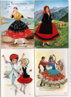 4 Cartes Postales De Collection . Costumes  . Brodée - Collections & Lots