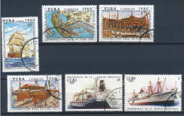 6 Timbres Oblitérés CUBA XV-13 Navire Bateau Voilier Cargo Marine Marchande Construction Navale - Gebruikt