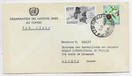 CONGO BELGE 5FR+ 6.50 INDEPENDANCE LETTRE COVER NATIONS UNIES LEOPVILLE 1960 TO BIT GENEVE SUISSE - Covers & Documents